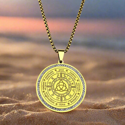 Witch Irish Knot Astrology 12 Constellations Necklace Triquetra Pagan Wheel of the Year Jewelry-MoonChildWorld