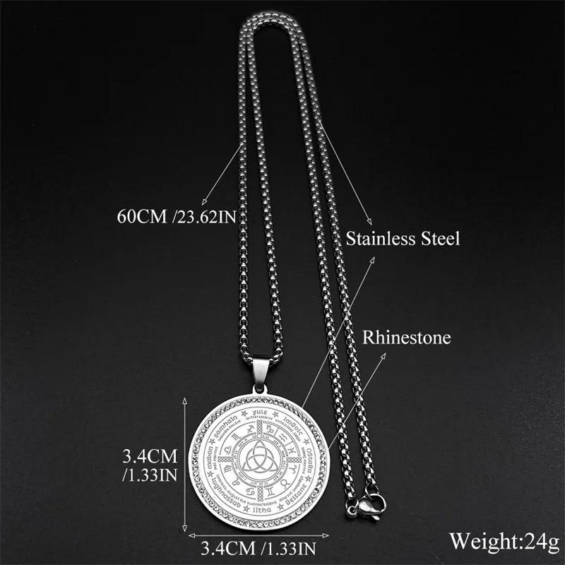 Witch Irish Knot Astrology 12 Constellations Necklace Triquetra Pagan Wheel of the Year Jewelry-MoonChildWorld