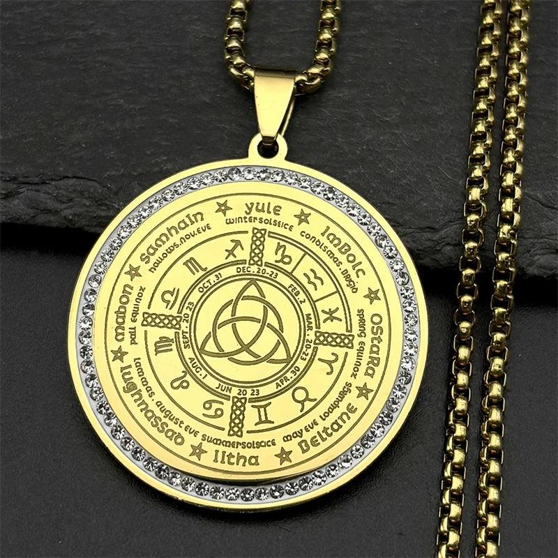 Witch Irish Knot Astrology 12 Constellations Necklace Triquetra Pagan Wheel of the Year Jewelry-MoonChildWorld