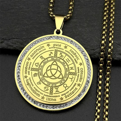 Witch Irish Knot Astrology 12 Constellations Necklace Triquetra Pagan Wheel of the Year Jewelry-MoonChildWorld