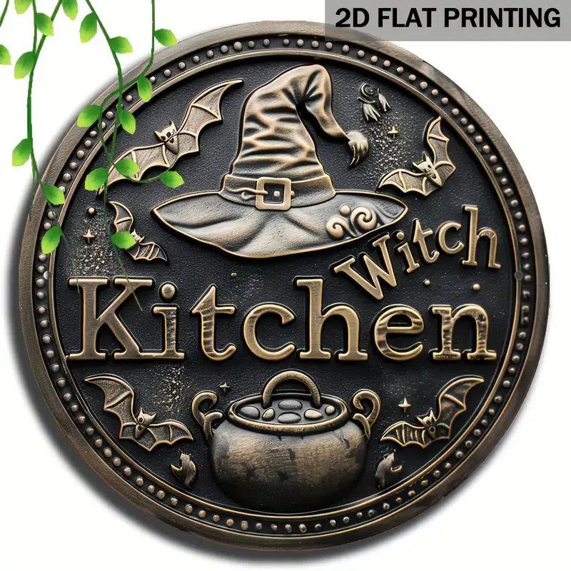 Witch Kitchen Metal Sign Witchy Wall Sign For Halloween-MoonChildWorld