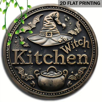 Witch Kitchen Metal Sign Witchy Wall Sign For Halloween-MoonChildWorld