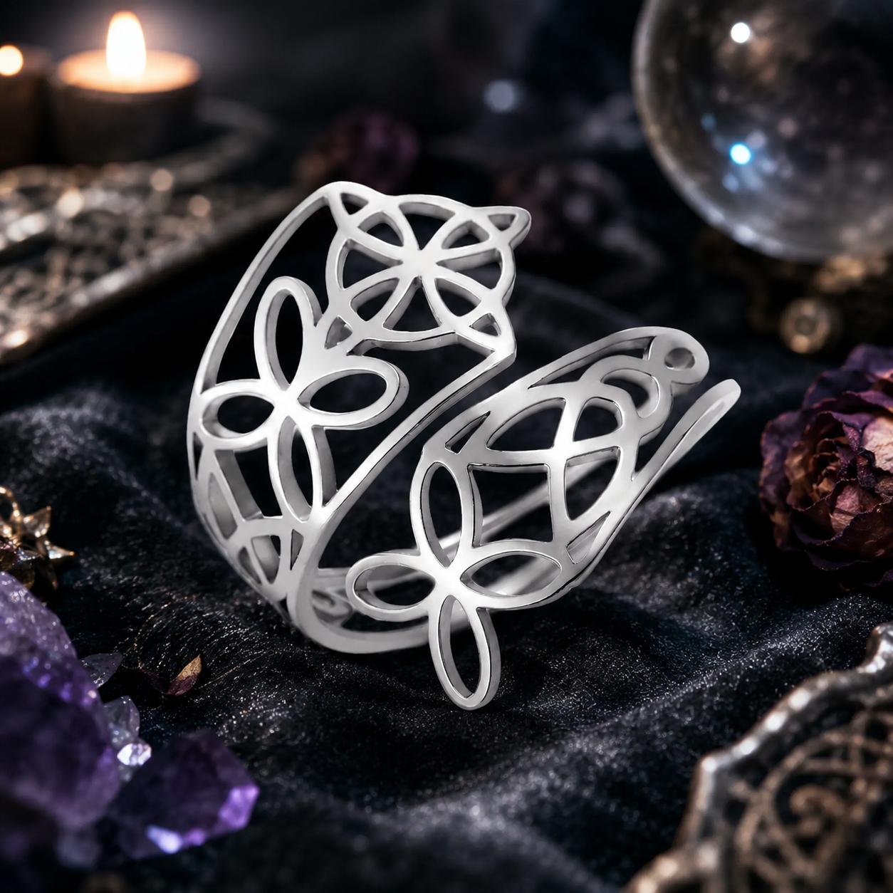 Witch Knot Adjustable Ring – Stainless Steel Wiccan Irish Jewelry-MoonChildWorld