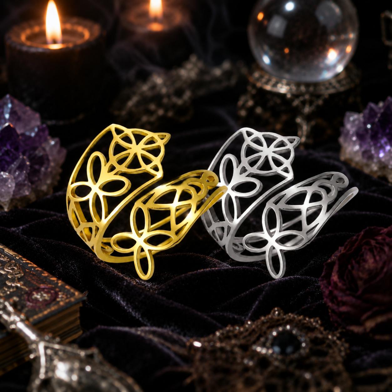 Witch Knot Adjustable Ring – Stainless Steel Wiccan Irish Jewelry-MoonChildWorld