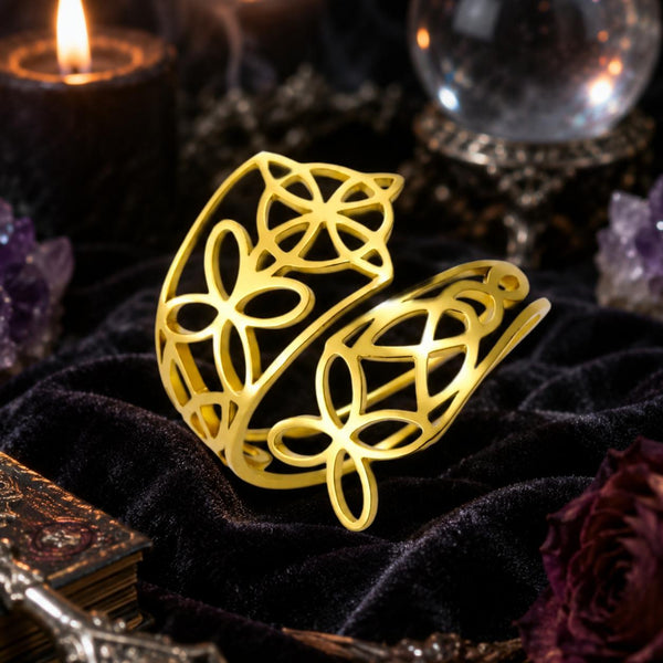 Witch Knot Adjustable Ring – Stainless Steel Wiccan Irish Jewelry-MoonChildWorld