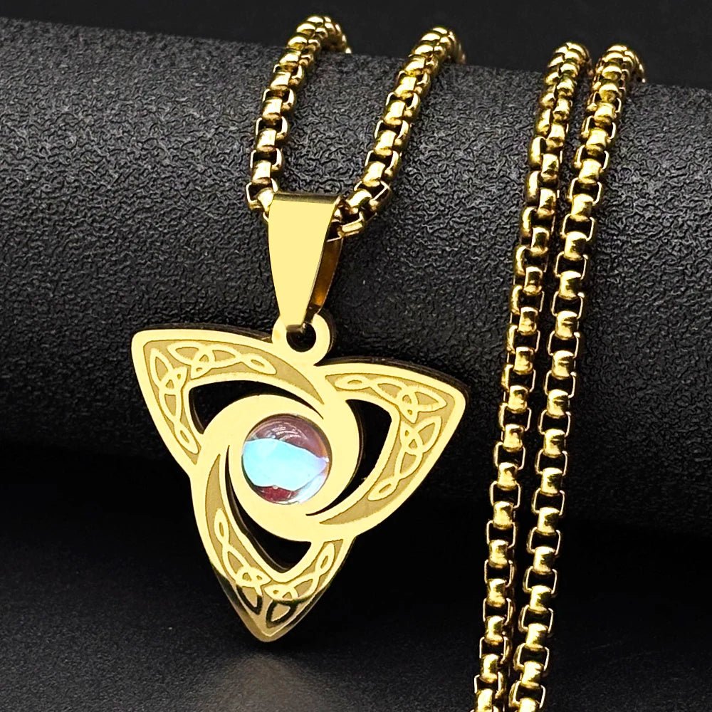 Witch Knot Celtic Necklace with Moonstone Pendant-MoonChildWorld