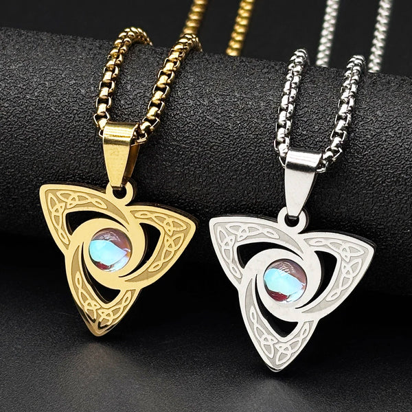 Witch Knot Celtic Necklace with Moonstone Pendant