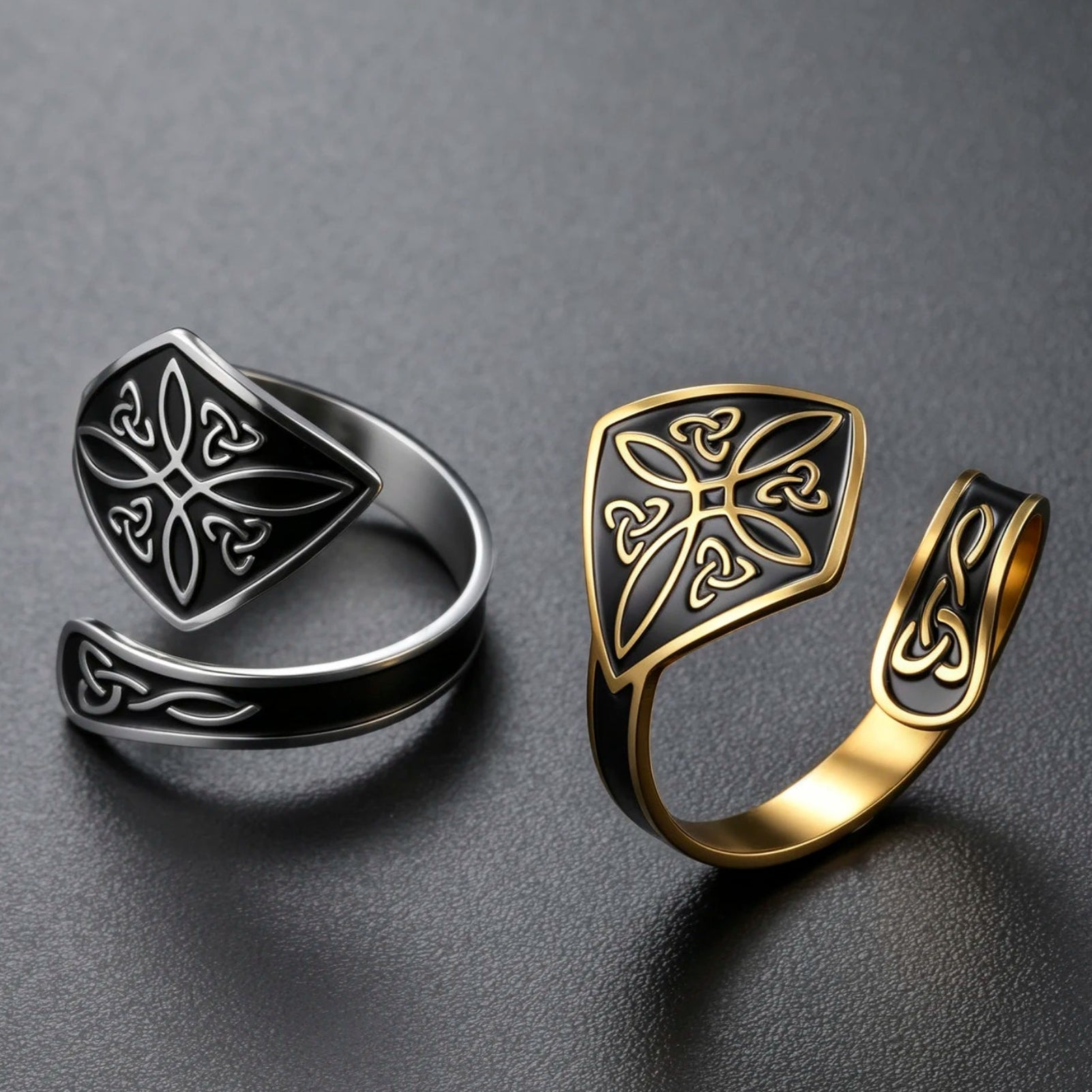 Witch knot open ring gold and silver options – Celtic Wiccan Pagan protection spiritual jewellery gift