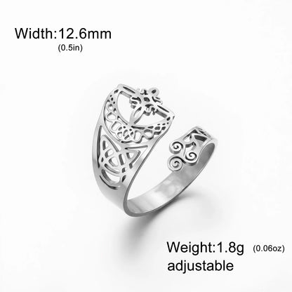 Witch Knot Celtic Trinity Knot Open Cuff Ring Adjustable-MoonChildWorld
