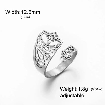 Witch Knot Celtic Trinity Knot Open Cuff Ring Adjustable-MoonChildWorld