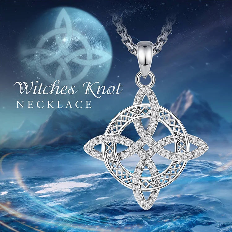 Witch knot necklace presented in a gift box