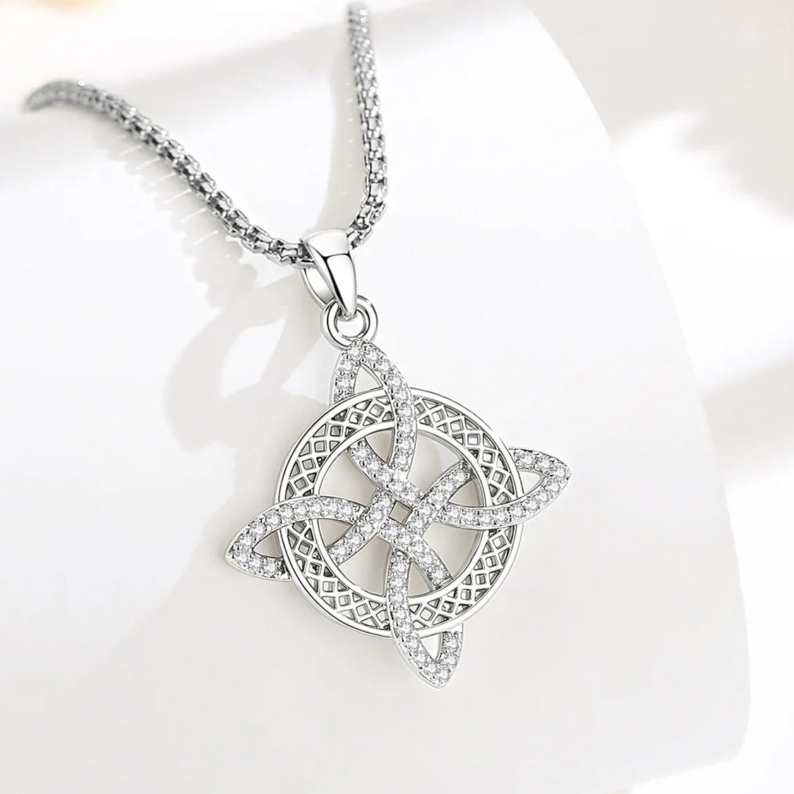Close-up of the zircon setting on the witch knot pendant