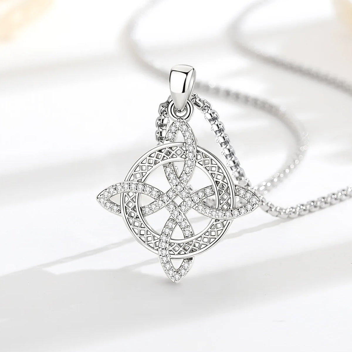 Celtic knot pendant shown flat to reveal its line work