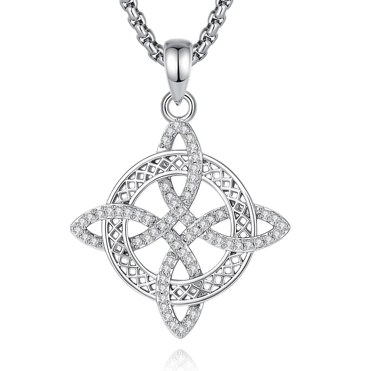 Witch knot necklace with a zircon-set Celtic knot pendant