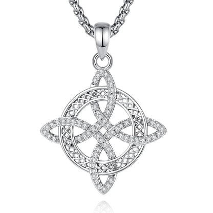 Witch knot necklace with a zircon-set Celtic knot pendant
