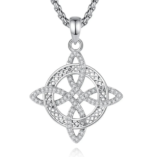 Witch knot necklace with a zircon-set Celtic knot pendant