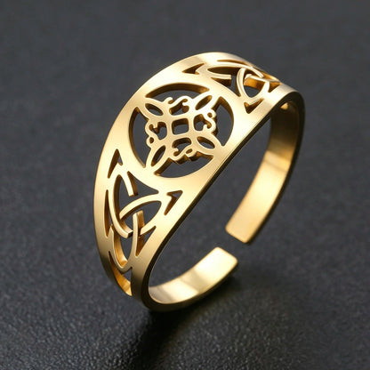 Witch knot ring style B – silver stainless steel Pagan Wiccan spiritual protection ring gift