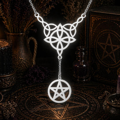 Witch Knot Tetragrammaton Necklace - Pentacle Celtic Knot Necklace-MoonChildWorld