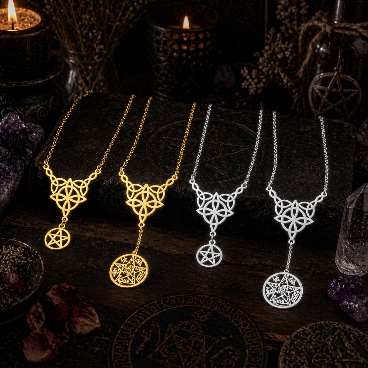Witch Knot Tetragrammaton Necklace - Pentacle Celtic Knot Necklace-MoonChildWorld