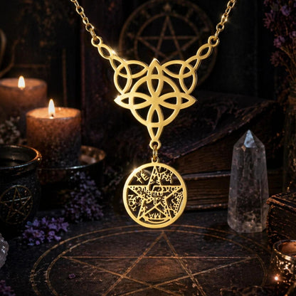 Witch Knot Tetragrammaton Necklace - Pentacle Celtic Knot Necklace-MoonChildWorld
