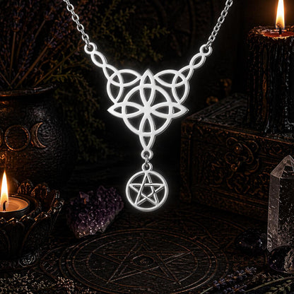 Witch Knot Tetragrammaton Necklace - Pentacle Celtic Knot Necklace-MoonChildWorld