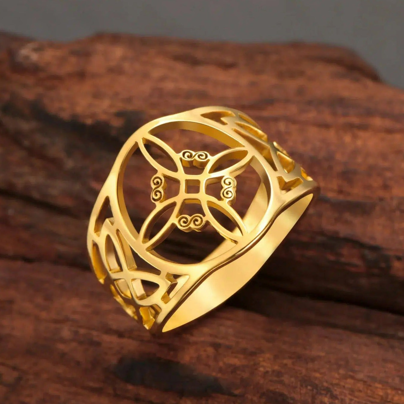 Witch Knot Ring Celtic Pagan Ring Protection Jewelry-MoonChildWorld