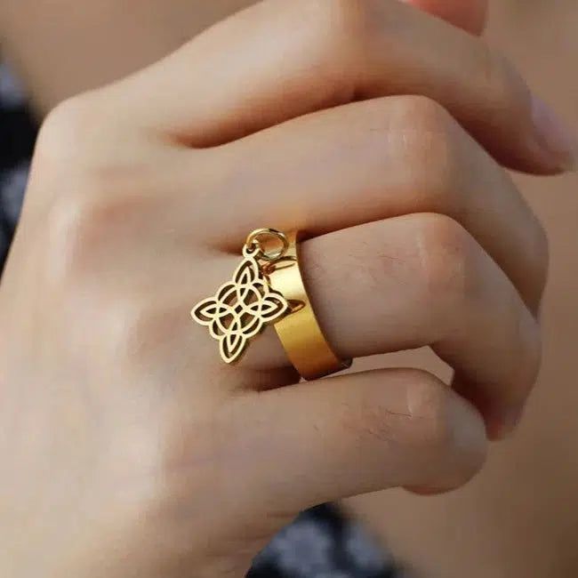 Witch Knot Ring Wicca Witchcraft Protection Jewelry-MoonChildWorld