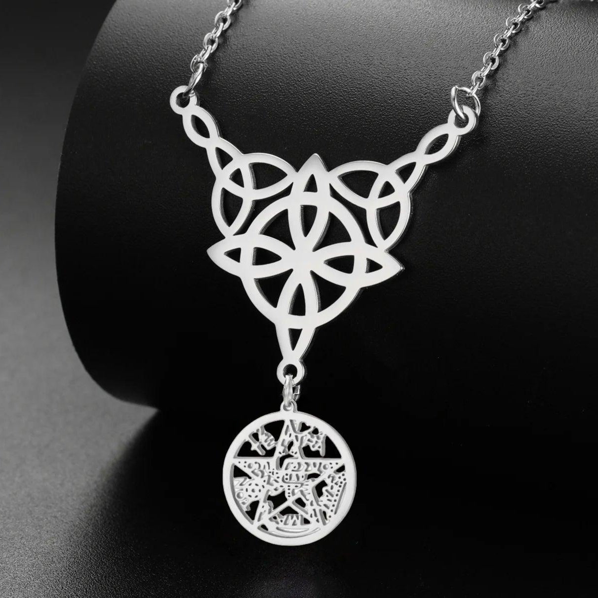 Witch Knot Tetragrammaton Necklace - Pentacle Celtic Knot Necklace-MoonChildWorld