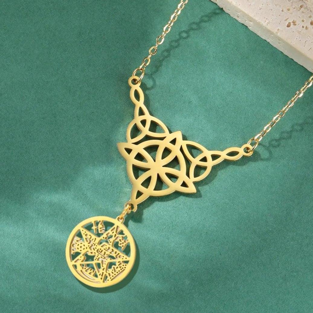 Witch Knot Tetragrammaton Necklace - Pentacle Celtic Knot Necklace-MoonChildWorld