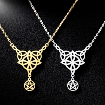 Witch Knot Tetragrammaton Necklace - Pentacle Celtic Knot Necklace-MoonChildWorld