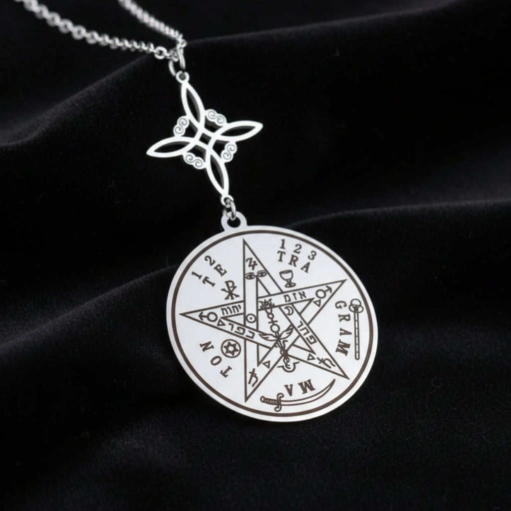 Witch Knot Tetragrammaton Necklace - Pentagram Celtic Knot Necklace-MoonChildWorld