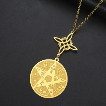 Witch Knot Tetragrammaton Necklace - Pentagram Celtic Knot Necklace-MoonChildWorld