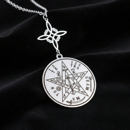 Witch Knot Tetragrammaton Necklace - Pentagram Celtic Knot Necklace-MoonChildWorld