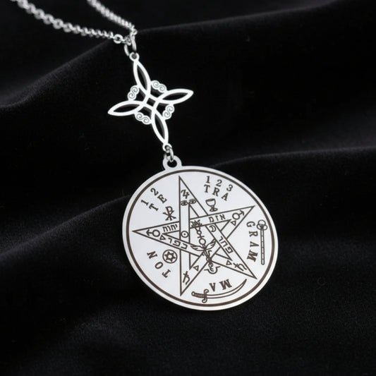 Witch Knot Tetragrammaton Necklace - Pentagram Celtic Knot Necklace-MoonChildWorld