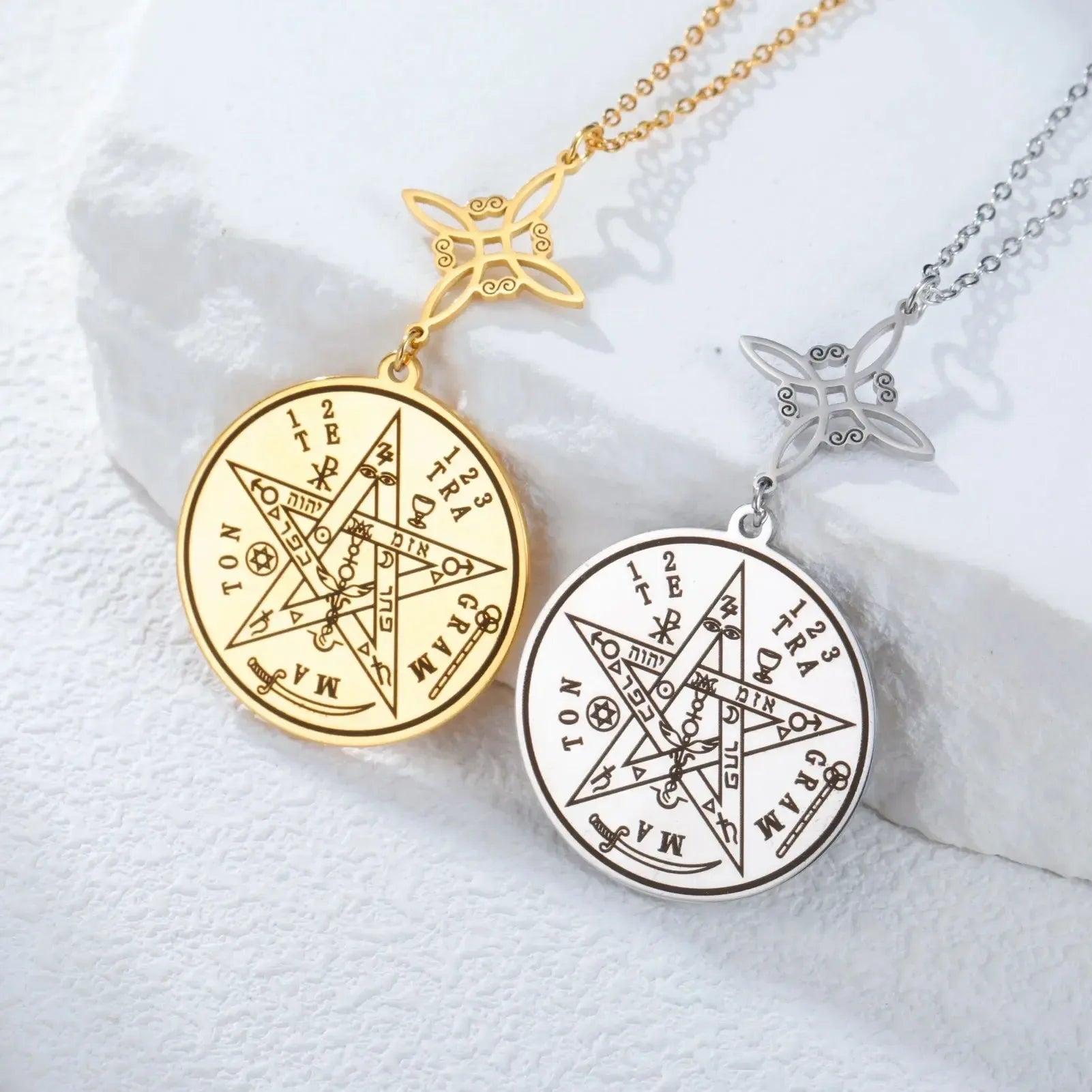 Witch Knot Tetragrammaton Necklace - Pentagram Celtic Knot Necklace-MoonChildWorld