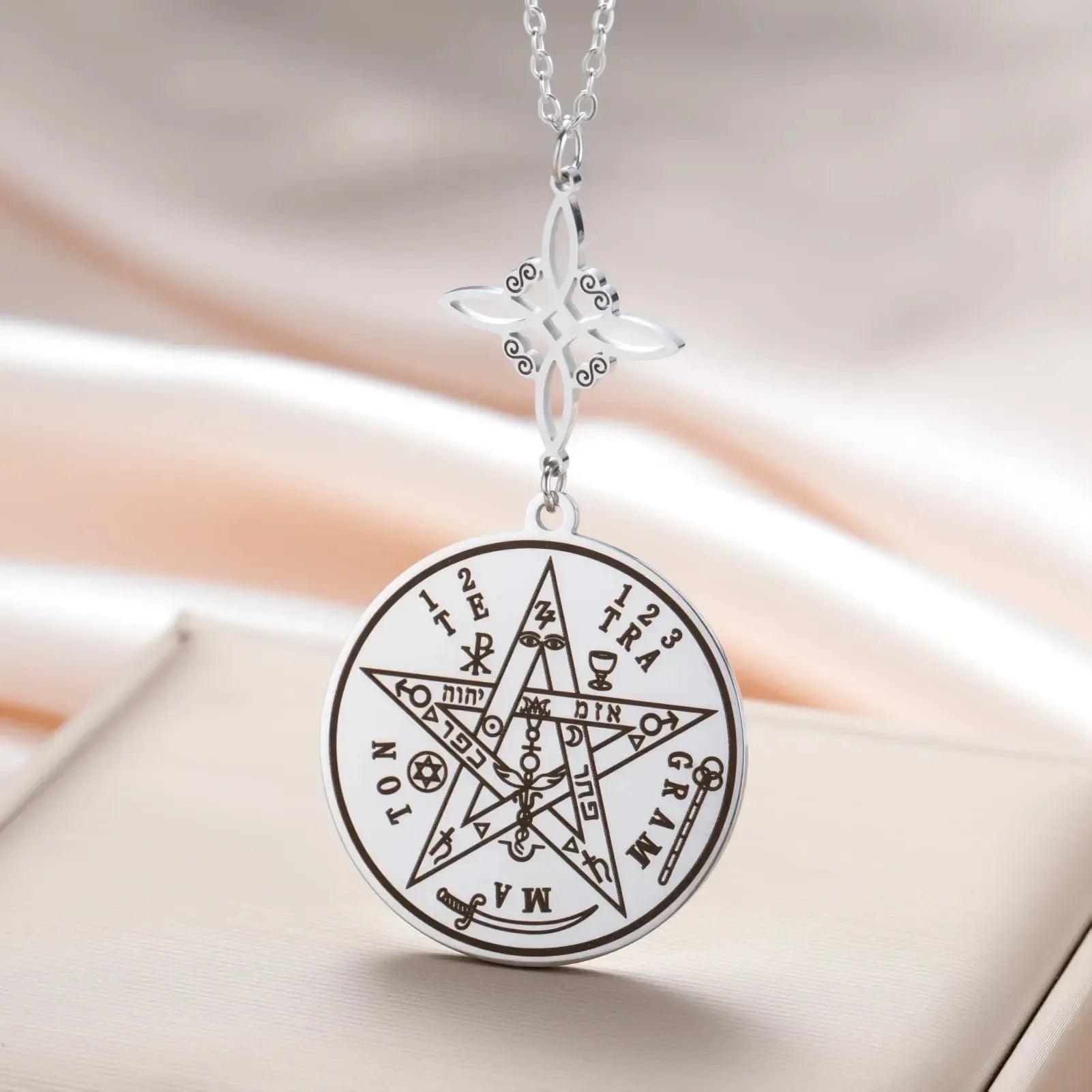 Witch Knot Tetragrammaton Necklace - Pentagram Celtic Knot Necklace-MoonChildWorld