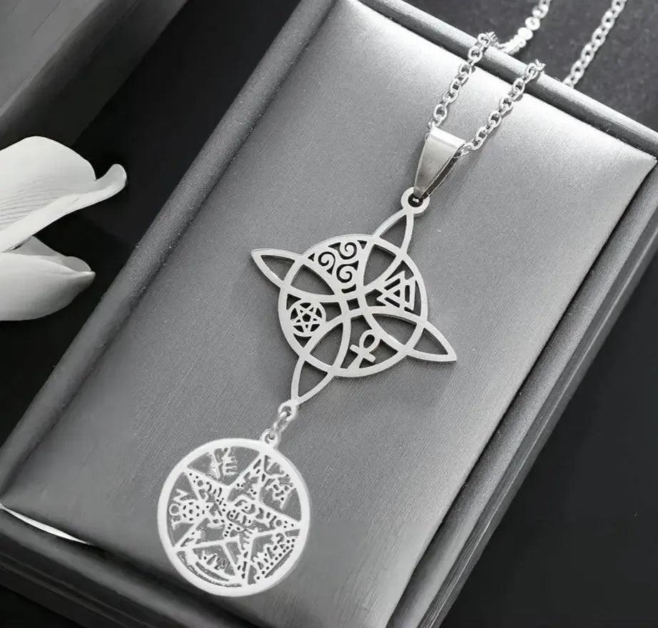 Witch Knot Tetragrammaton Necklace - Pentagram Celtic Knot Necklace-MoonChildWorld