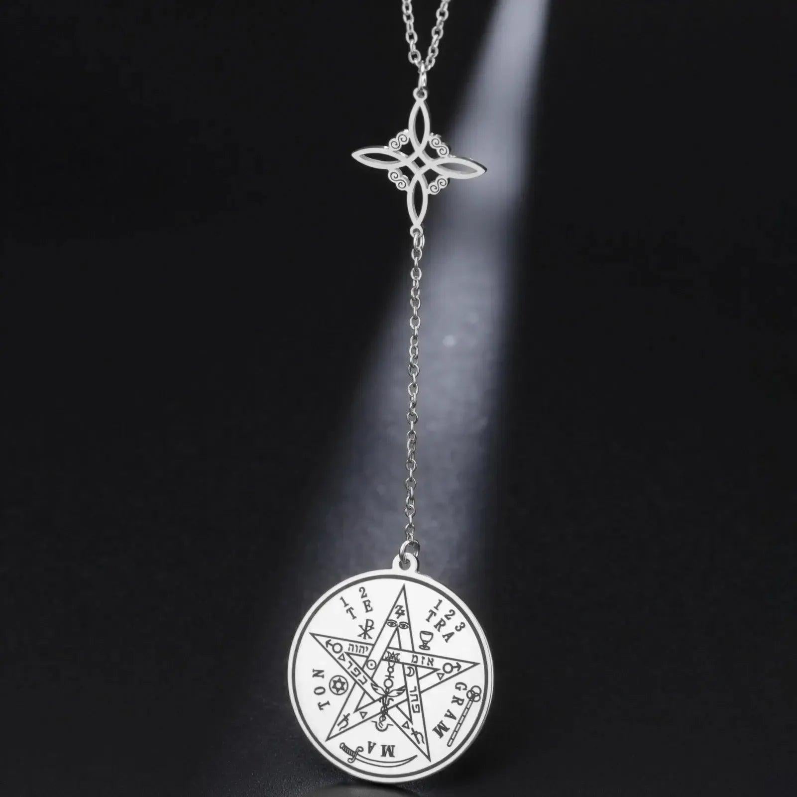 Witch Knot Tetragrammaton Necklace - Pentagram Celtic Knot Necklace-MoonChildWorld