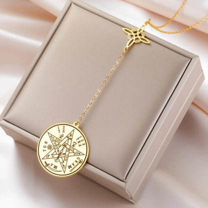 Witch Knot Tetragrammaton Necklace - Pentagram Celtic Knot Necklace-MoonChildWorld