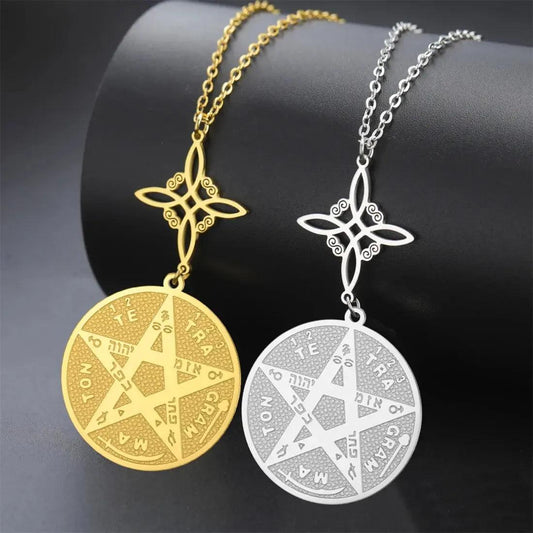 Witch Knot Tetragrammaton Necklace - Pentagram Celtic Knot Necklace-MoonChildWorld