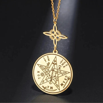 Witch Knot Tetragrammaton Necklace - Pentagram Celtic Knot Necklace-MoonChildWorld