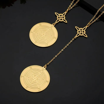 Witch Knot Triple Moon Goddess Necklace Hecate Wheel Necklace Greek Mythology Jewelry-MoonChildWorld