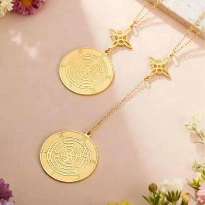 Witch Knot Triple Moon Necklace Hecate Wheel Necklace Greek Mythology Jewelry-MoonChildWorld