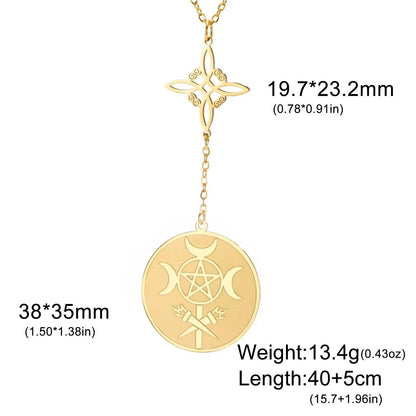 Witch Knot Triple Moon Necklace Hecate Wheel Necklace Greek Mythology Jewelry-MoonChildWorld