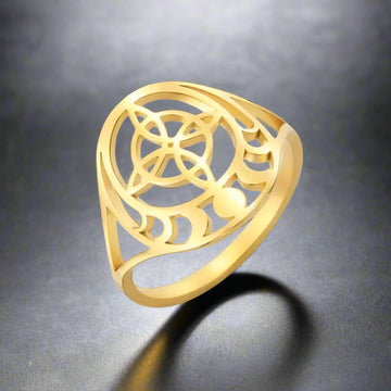 Witch Knot and Moon Phases Ring Witchcraft Celtics Knot Ring Wiccan Amulet Jewelry-MoonChildWorld
