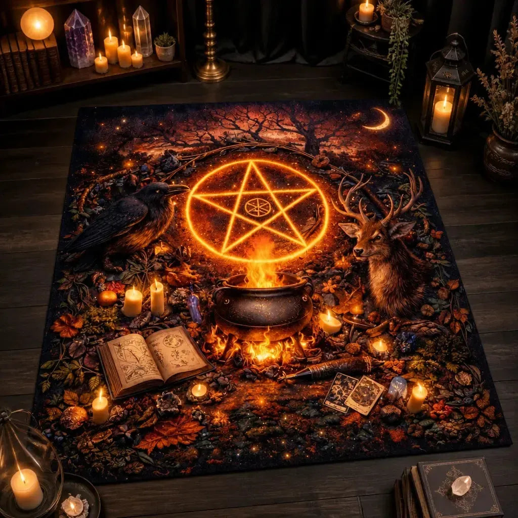 Witch Pentacle Area Rug - Gothic Witchcraft Carpet for Halloween_mockup_2.webp