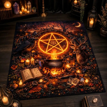 Witch Pentacle Area Rug - Gothic Witchcraft Carpet for Halloween_mockup_2.webp