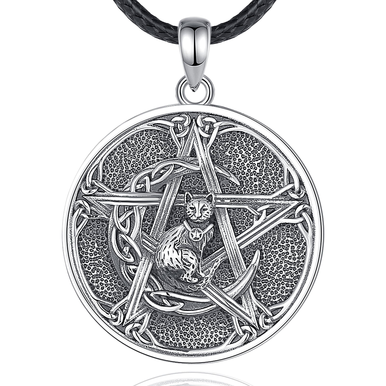 Witch Pentacle Moon Cat Necklace Witchcraft Jewelry-MoonChildWorld