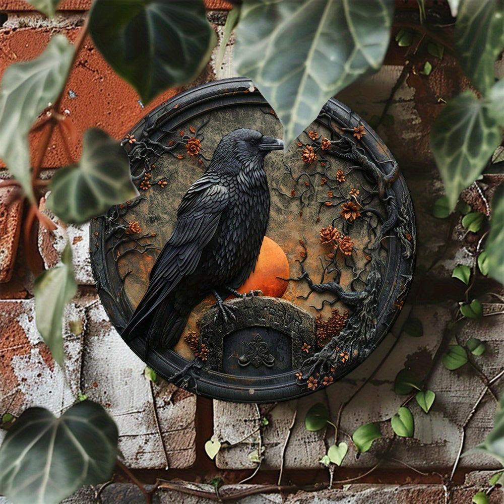 Witch & Ravens Metal Sign Halloween Wall Decor-MoonChildWorld