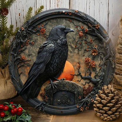 Witch & Ravens Metal Sign Halloween Wall Decor-MoonChildWorld